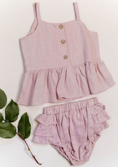 Ramona Linen Summer Outfit in Pink Crop Top And Shorts Outfit, Linen Summer Outfits, Tank Top And Shorts, Linen Crop Top, Linen Romper, Rainbow Sweater, Linen Crops, Linen Summer, Long Sleeve Swimsuit