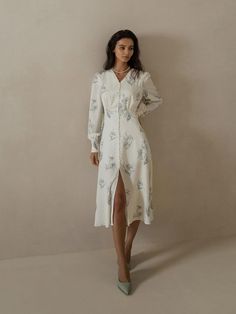 Types Of Design, Knee Length Wedding Dress, Print Midi Dress, Online Fashion Store, Tea Length Dresses, Satin Midi Dress, Knee Dress, Midi Dress With Sleeves, Lantern Sleeve