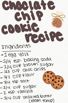 Tollhouse Chocolate Chip Cookies Recipe, Choc Chip Cookies Aesthetic, Cookie Recipes Without Chocolate Chips, Recipe For One Cookie, Diy Chocolate Chip Cookies, Chewy Cookies Recipes, How To Make Chocolate Chip Cookies, Easy Fun Baking Recipes, Easy Chocolate Chip Cookie Recipes