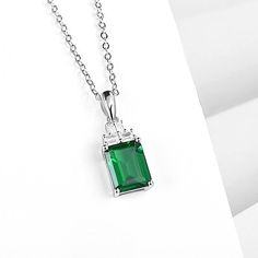 Features The lab created emerald necklace in sterling silver has a classic and luxurious design that is perfect for any occasion. Made all by hand! It truly deserves a spot in every jewelry collection. Beautifully crafted, this style is sure to become a treasured keepsake. It is made of 925 sterling silver. Made to last a lifetime, strong and durable! Strict health standards guarantee your everyday wearing. Lead-free, cadmium-free, nickel-free and allergy-free. Harmless to your health. Mirror po Sapphire Side Stones, White Lab, Lab Created Emerald, Emerald Necklace, Pretty Box, Luxurious Design, Stone Setting, Allergy Free, Timeless Jewelry