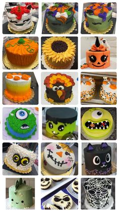 there are many different cakes decorated in the same style and color as they appear on this page