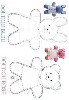 the paper doll is cut out and ready to be made into a teddy bear pattern