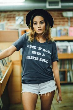 Everyone needs a little bit of rock n roll in their lives! Rock N' Roll with a Hippie Soul tee from #LeeOutWest #StitchandFeather Style Roots, Taylor Lashae, Babe Shirt, Seal Beach, Awesome Outfits, Out West, Fit Ideas, Launch Party, Shirt Brand