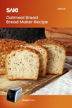 the bread is sliced and ready to be served on the table with an electric toaster