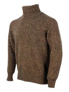 full-length turtleneck sweater in soft and precious cashmere with 2-color vanise knitComposition: 100% Cashmere | Malo Men's Full-length Turtleneck Sweater in Soft And Precious Cashmere With 2-color Vanise Knit in Brown | FW23/24