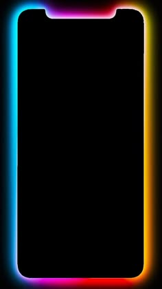 a black background with multicolored lines in the shape of a rectangle frame