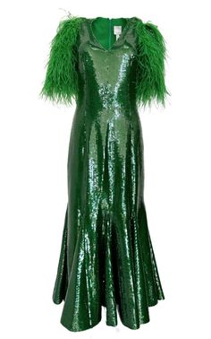 Huishan Zhang Emerald Sequins Dress - Runway Catalog Huishan Zhang, Sequins Dress, Luxury Women Fashion, Core Values, Green Silk, Designer Wear, Scarf Shawl, Sequin Dress, Three Quarter