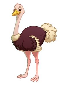 an ostrich is standing with its head turned to the side and it's legs crossed