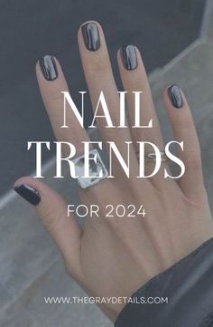 Here are the best 2024 Nail Trends to try! From timeless classic reds to glamorous pearlescent oyster nails, and even bold midnight chromes! Oyster Nails, Grey Nail Polish, Sheer Nails, New Nail Trends, Velvet Nails