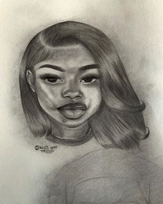 a pencil drawing of a woman's face