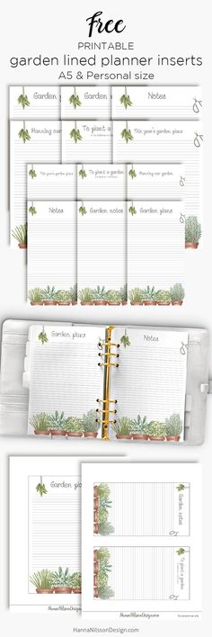 the garden lined planner inserts are shown