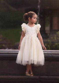 BIANCA DRESS IVORY Toddler Wedding Dress, Lace Frocks, Flower Girl Tiara, Bianca Dress, Wedding Dresses Cinderella, Sewing Kids Clothes, Overlay Skirt, Communion Dresses, Ivory Dresses