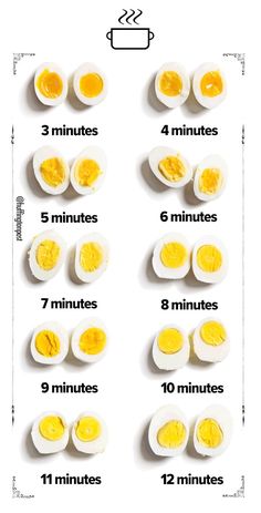 an image of hard boiled eggs with the instructions for how to cut them in half