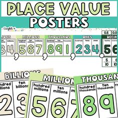 place value posters with numbers and times to print out for the children's classroom