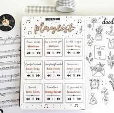 an open planner with music notes on it