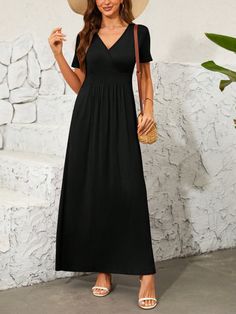 Features: Basic style Sheer: Opaque Stretch: Slightly stretchy Body: Not lined Material composition: 95% Viscose, 5% Elastane Care instructions: Machine wash cold. Tumble dry low. Imported Size US Length Shoulder Bust Waist Sleeve Length S 4 50.4 13.8 32.3 28 6.9 M 6/8 50.9 14.2 34.3 29.9 7.1 L 10/12 51.5 14.8 36.6 32.3 7.3 XL 14 52 15.4 39 34.6 7.5 Short Sleeve Maxi Dress, Blouse Tank Top, Short Sleeve Maxi Dresses, Maxi Dress Cocktail, Sleeve Maxi Dress, Short Leggings, Maxi Dress With Sleeves, Basic Style, Blouse Dress