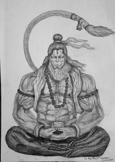 a pencil drawing of a man sitting in the middle of a circle with his hands on his hips