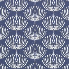 a blue and white wallpaper with an intricate design