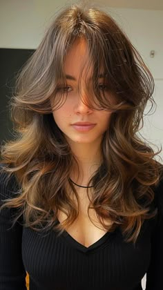 22 Ways to Rock Curtain Bangs Hairstyles Digital Perm With Curtain Bangs, Soft Feathered Bangs, Blown Out Curtain Bangs, Face Framing Haircut Wavy Hair, Hairstyle For Medium Wavy Hair, Bouncy Curtain Bangs, Curtain Bangs To Cheekbone, Long Hair With Bangs Wavy, Soft Curtain Bangs Wavy Hair