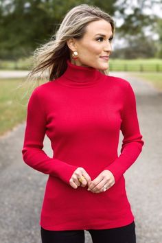 Fitted High Neck Turtleneck For Fall, Fitted Turtleneck With High Neck For Fall, Fitted Turtleneck For Spring Layering, Casual Red Fitted Turtleneck, Casual Fitted Red Turtleneck, Fitted Fall Turtleneck, Classic Fitted Spring Turtleneck, Solid Fitted High Neck Turtleneck, Classic Fitted Funnel Neck Turtleneck