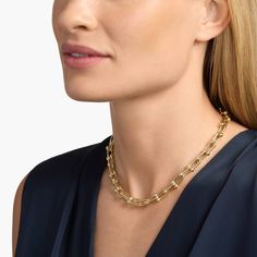 Complete your look with this elegantly simple and timelessly luxurious necklace. Lustrous and warm 14k yellow gold forms the gleaming intricate links, promising enduring quality and beauty. Luxurious Necklace, Blue Nile, Link Necklace, Yellow Gold, Yellow, Gold, Beauty