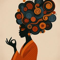 an illustration of a woman with curly hair