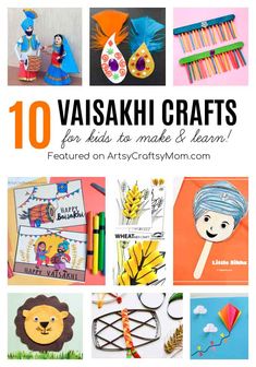 the top ten crafts for kids to make and learn with text overlay reads 10 vasaki crafts for kids to make and learn