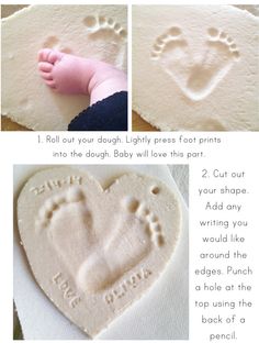 instructions for how to make a heart shaped baby foot print