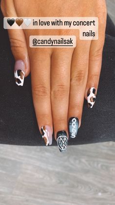 Morgan Wallen Concert Makeup, Nails Morgan Wallen, Morgan Wallen Nails Ideas, Simple Punchy Western Nails, Morgan Wallen Acrylic Nails, Morgan Wallen Themed Nails, Morgan Wallen Concert Nail Ideas, Nails For Morgan Wallen Concert, Wallen Ring