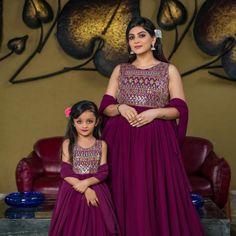 #ethnicwear #ethnicfashion #ethnicdress New Lehenga Designs, Mother Gown, Mother Daughter Matching Dresses, Mommy Daughter Dresses, Mom Daughter Matching Dresses, Mother Daughter Matching Outfits, Mother Daughter Dresses Matching, Gown With Dupatta