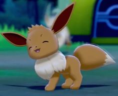 an animated image of a cute little pikachu with big ears and long tail