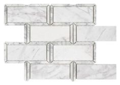 white marble tile with silver trim