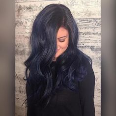 Dark-Blue Hair Color Ideas | POPSUGAR Beauty Midnight Dark Blue Hair, Midnight Blue Hair Dye, Hair Dye For Dark Hair, Dye For Dark Hair, Midnight Hair, Blue Hair Dye