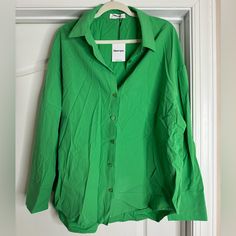 Super Cute Green Oversized Button Up Shirt From Showpo! Never Been Worn Before, Brand New With Tag Still Attached!!!! 100% Cotton. Comes From Smoke Free Household. Oversized Green Button-up Shirt, Green Loose Fit Button-up Shirt, Oversized Button-up Blouse, Green Button-up Shirt With Button Cuffs, Green Button-up Shirt For Day Out, Trendy Oversized Green Blouse, Green Relaxed Fit Blouse With Button Closure, Trendy Green Shirt With Buttons, Green Button-up Blouse With Button Cuffs