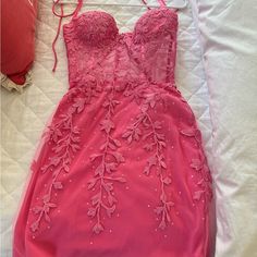 Never Worn, Gorgeous Pink, Incredible Detail Hoco Dress, Hoco Dresses, Pink Ladies, Strapless Dress, Colorful Dresses, Size 6, The Incredibles, Womens Dresses, Pink