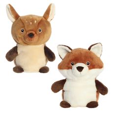 two small stuffed animals sitting next to each other