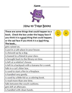 a worksheet with the words how to treat books