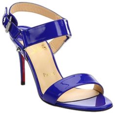 Elegant Blue Sandals With Single Toe Strap, Elegant Blue Patent Leather Sandals, Blue Patent Leather Evening Sandals, Luxury Blue Sandals With Single Toe Strap, Designer Blue Formal Sandals, Blue Luxury Sandals For Formal Occasions, Designer Blue Sandals For Formal Occasions, Plastic Shoe Boxes, Plastic Shoes