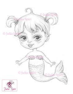 a drawing of a little mermaid with her hair in pigtails and an eye patch