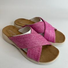 Easy Spirit Womens Taite 2 Slides Sandals Pink Solid Low Heel Wedge 9.5 M New Brand: Easy Spirit Style: Slides Sandals Color: Pink Model: Taite 2 Shoe Width: M Upper Material: Fabric Heel Height: Low (1-1.9 In) Sold As Pictured. Thanks For Looking! Comfortable Wedge Sandals With Ortholite Insole, Wedge Heel Sandals For Beach, Medium Width Wedge Sandals For Beach, Beach Open Toe Wedge Sandals With Ortholite Insole, Open Toe Wedge Sandals With Ortholite Insole For Beach, Beach Wedge Sandals With Ortholite Insole And Open Toe, Cushioned Medium Width Wedge Sandals For Beach, Medium Width Synthetic Wedge Sandals For Beach, Comfortable Pink Wedge Sandals With Cushioned Footbed