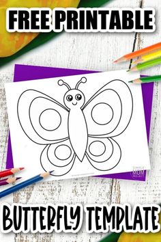 a butterfly coloring page with the text free printable for kids to color on it