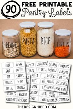 the free printable pantry labels are perfect to use for any type of food or drink