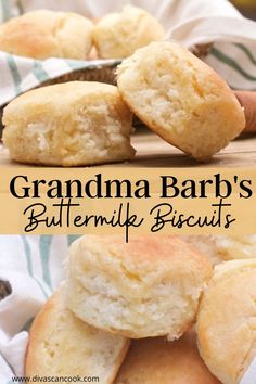 grandma's southern buttermilk biscuits recipe on a wooden cutting board