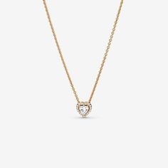 Pandora Elevated Heart Necklace - Size 17.7 Inches | Gold | 359520C01-45 Pandora Gold Jewelry, Elevated Heart Necklace, Chase Miller, Pandora Jewelry Necklace, Pandora Gold, Gelang Manik-manik, Pandora Heart, Pandora Necklace, Healing Heart