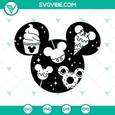 mickey mouse with cupcakes and stars svg file for cricut cutting