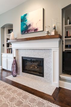 the fireplace is clean and ready for us to put in their new home's living room