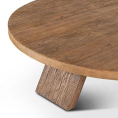 a close up of a wooden table on a white background with no people around it