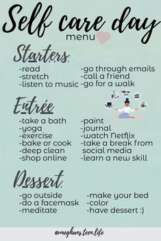 Ultimate Self Care Day, Self Care Tips For Teens, Teenage Self Care, Self Care Activity For Teens, Self Care At Work, Self Care Crafts, Teen Self Care, Self Care Menu, Selfcare Day