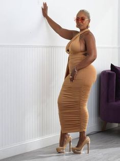 Product Detail-MULTI WAY VENETIAN RUCHED BODY CON DRESS -AIS 5'5"(34"/24"/34") WEARING A SIZE SMALLFabric:90%POLYESTER 10%SPANDEX Body Con Dress, Brown Beige, Fitted Dress, A Woman, Bodycon Dress, Matter, Spandex, How To Wear, Beauty