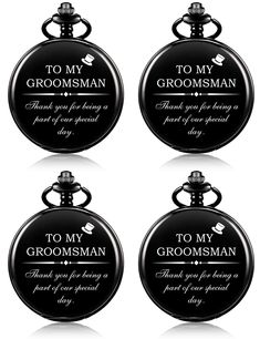 PRICES MAY VARY. 1. LASER ENGRAVED! NOT PRINTED - SUPER DURABLE AND SPECIAL FOR EVERYDAY USE.The text on pocket watch will never fade soil rust or deteriorate in any way. - Engraved pocket watch gift idea featuring the words " TO MY GROOMSMAN , Thank you for being a part of our special day " 2.GOOD QUALITY - 100% brand new with excellent workmanship, precious quartz movement, to set time easily and press button to open the watch. 3.DIMENSION: Case Diameter: 1.87inch / 45.5 mm, Case Thickness: 0. Bestman Gift, Groomsmen Gift Ideas, Best Groomsmen Gifts, Groomsmen Gift Set, Laser Ideas, Gifts Set, Groomsman Gift, Watch Gift, Groomsmen Gifts